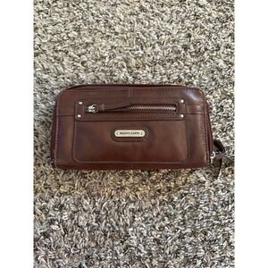 Franco Sarto Brown Double Zipper Wallet